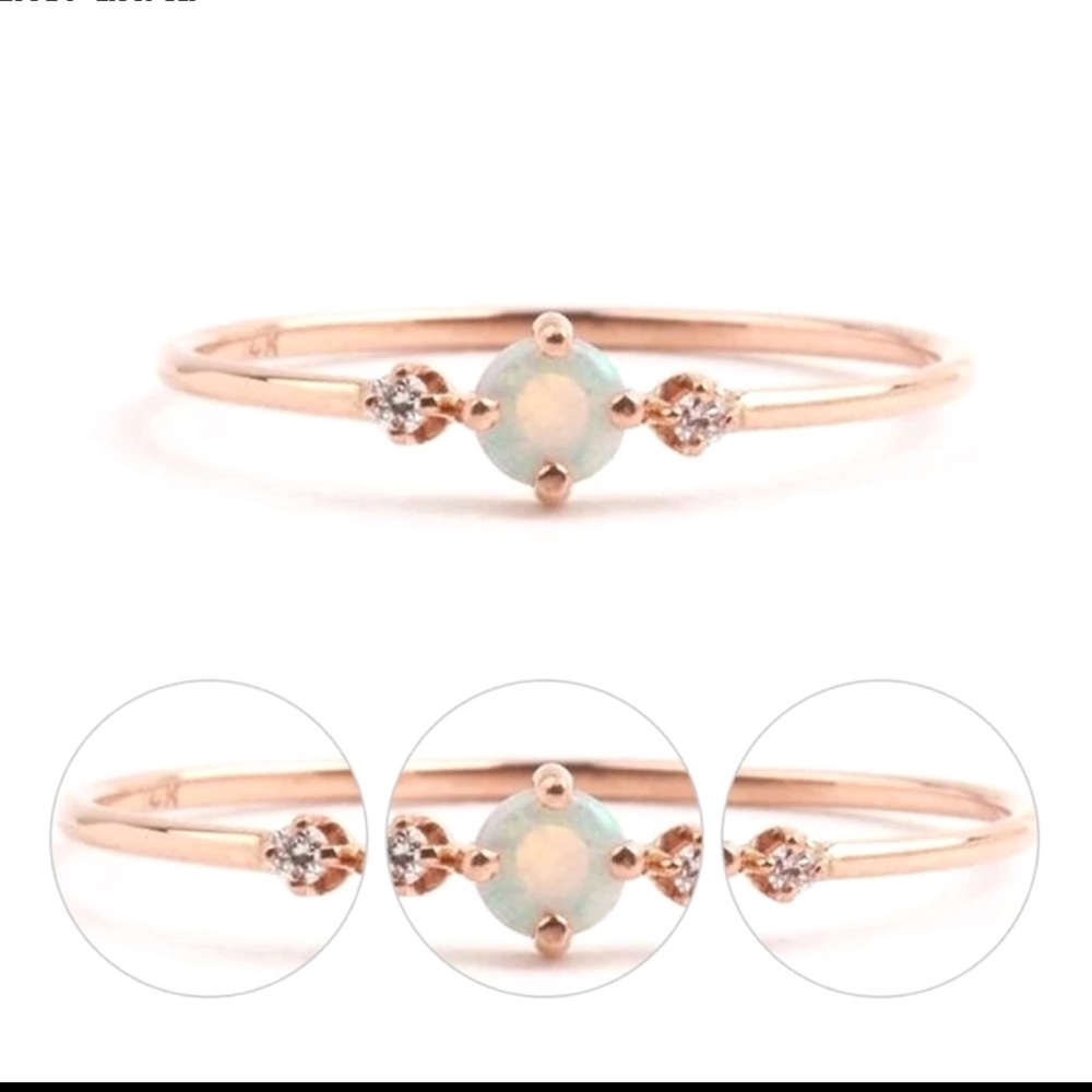 Dainty white fire opal ring - Picture 5 of 5